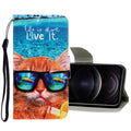 3D Colored Drawing Horizontal Flip PU Leather Case with Holder & Card Slots & Wallet, For iPhone 12 / 12 Pro For iPhone 12 12 Pro Underwater Cat