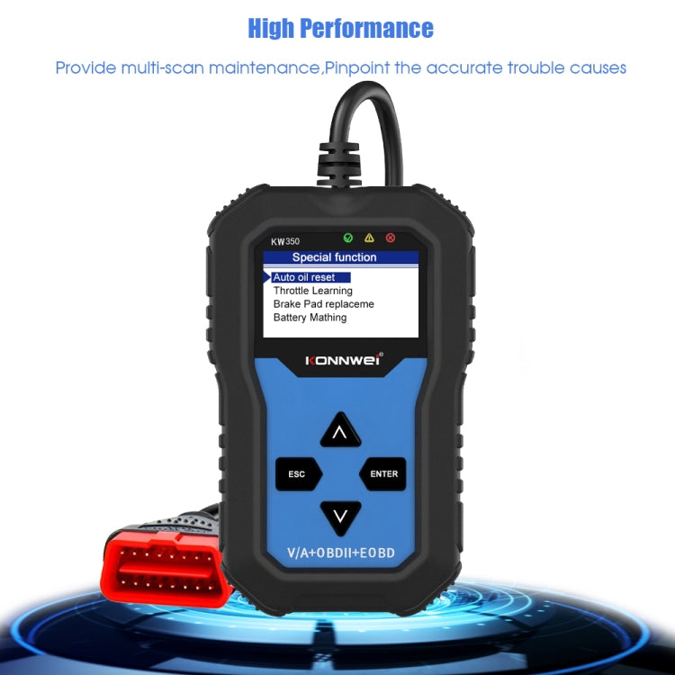 KONNWEI KW350 OBDII 12V Car Diagnostics Detector Scanner with 2 inch Black And White Display Screen V007 for Audi / Volkswagen, KW350 – Data Transmission