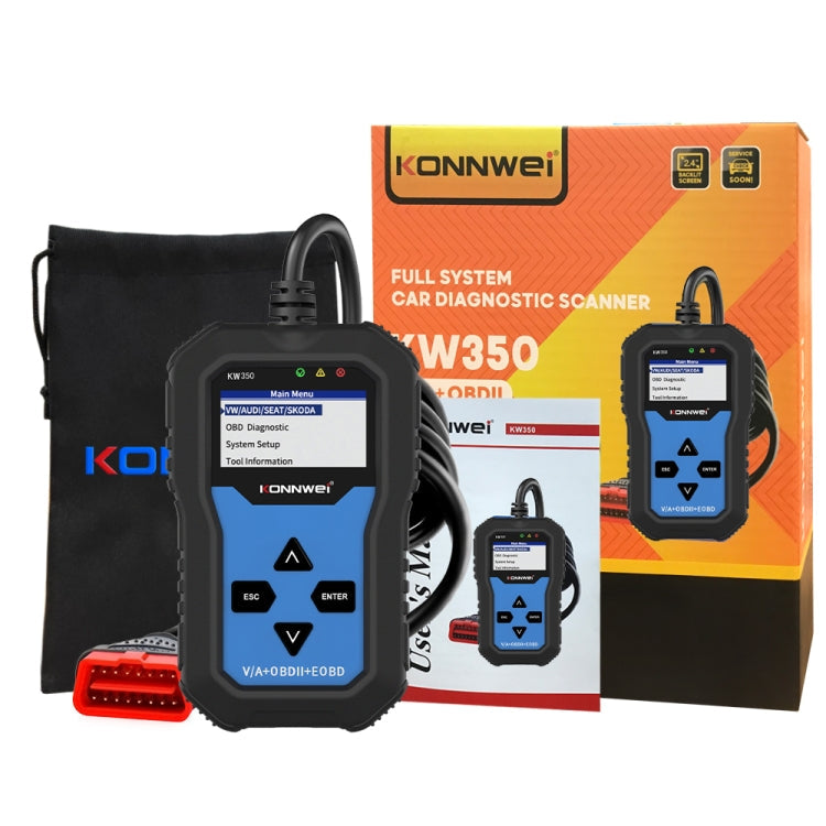 KONNWEI KW350 OBDII 12V Car Diagnostics Detector Scanner with 2 inch Black And White Display Screen V007 for Audi / Volkswagen, KW350 – Data Transmission