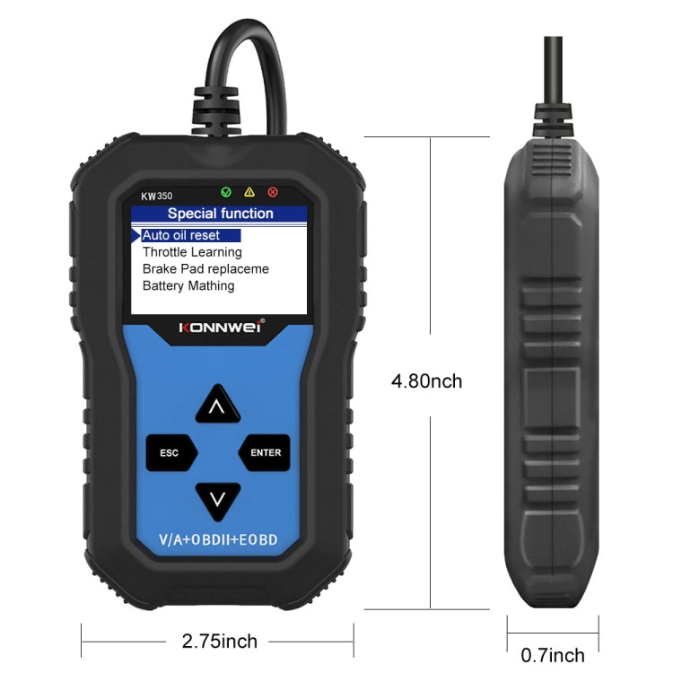 KONNWEI KW350 OBDII 12V Car Diagnostics Detector Scanner with 2 inch Black And White Display Screen V007 for Audi / Volkswagen, KW350 – Data Transmission