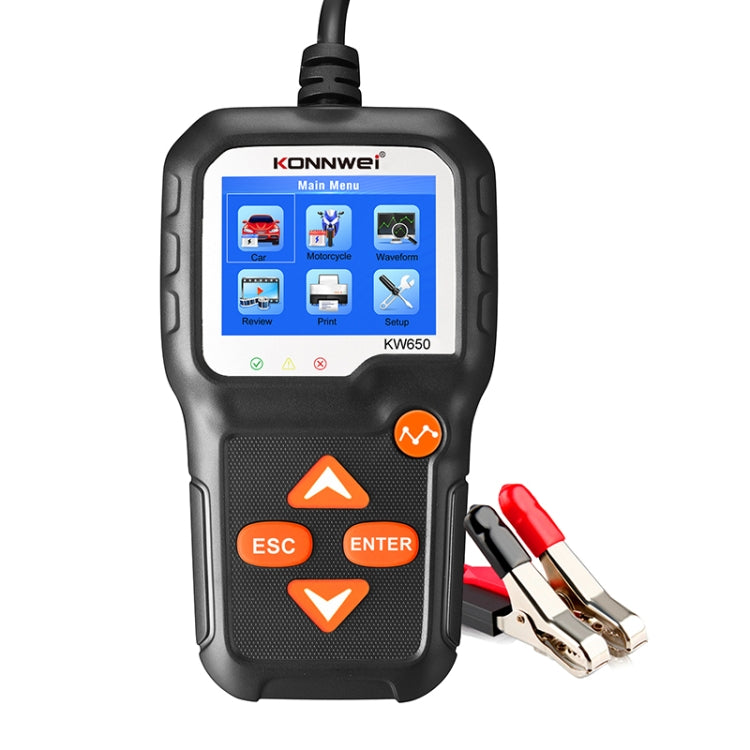 KONNWEI KW650 6V- 12V Car Motorcycle Battery Lawn Mower Detector with 2.4 inch Color Display & Waveform Graph, KW650 KW650
