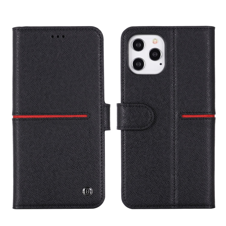 GEBEI Top-grain Leather Horizontal Flip Protective Case with Holder & Card Slots & Wallet & Photo Frame, For iPhone 12 / 12 Pro, For iPhone 12 Pro Max For iPhone 12 12 Pro Black