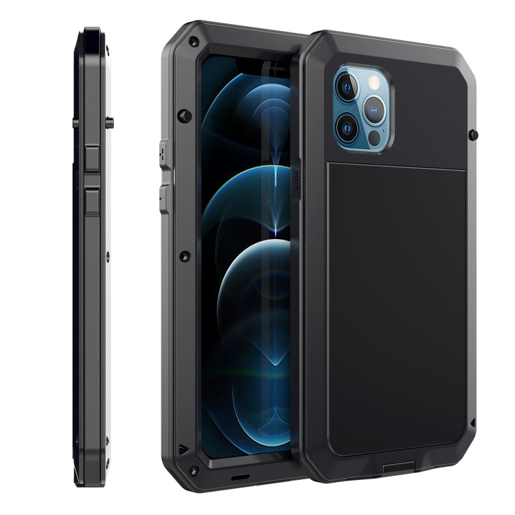 Shockproof Waterproof Silicone + Zinc Alloy Protective Case, For iPhone 12 / 12 Pro For iPhone 12 12 Pro Black