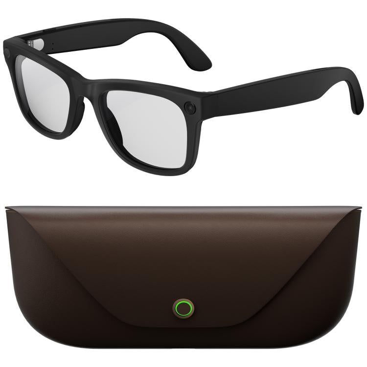 HD5 Ultra Double Lenses Smart AI Translation Glasses with 8MP HD Camera, Video Recording, WiFi Transmission, Al Smart Voice Assistant Dark Brown