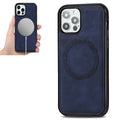 Retro Business Round Embossing Magnetic PU + TPU Protective Case, For iPhone 12 Pro Max For iPhone 12 Pro Max Blue