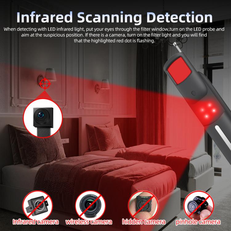 T07 Multifunctional Detector IR Scanner GPS WiFi Signal Anti-Spy Bug Finder for Hotel Travel, T07 – Magnetic, Bluetooth
