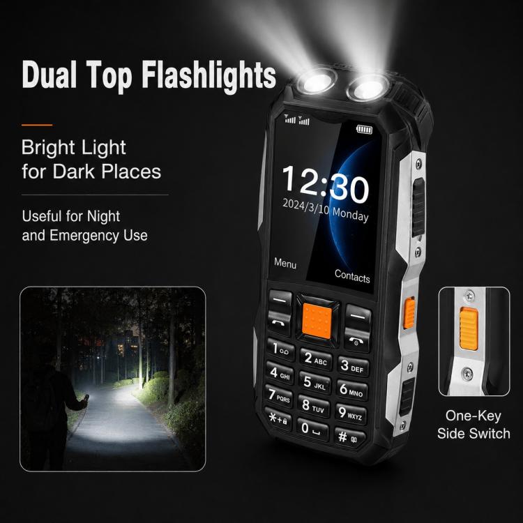 W2022 Rugged Phone, 1.77 inch, SC6531DA, Network: 2G, Dual SIM, BT, Torch – Durable Build, Easy to Use