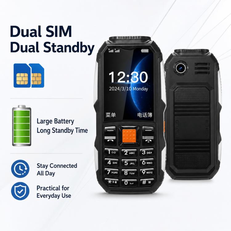 W2022 Rugged Phone, 1.77 inch, SC6531DA, Network: 2G, Dual SIM, BT, Torch – Durable Build, Easy to Use