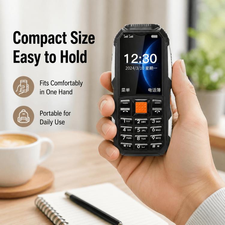 W2022 Rugged Phone, 1.77 inch, SC6531DA, Network: 2G, Dual SIM, BT, Torch – Durable Build, Easy to Use