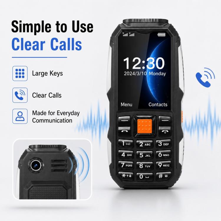 W2022 Rugged Phone, 1.77 inch, SC6531DA, Network: 2G, Dual SIM, BT, Torch – Durable Build, Easy to Use