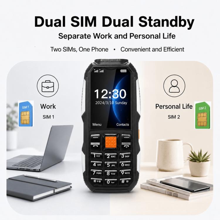 W2022 Rugged Phone, 1.77 inch, SC6531DA, Network: 2G, Dual SIM, BT, Torch – Durable Build, Easy to Use