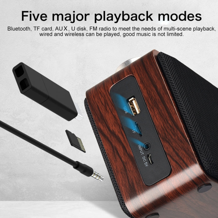 W5A Subwoofer Fabric Wooden Touch Bluetooth Speaker, Support TF Card & U Disk & 3.5mm AUX, Walnut, Yellow Wood – Bluetooth