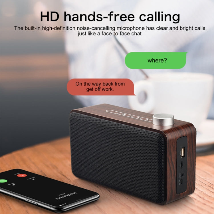 W5A Subwoofer Fabric Wooden Touch Bluetooth Speaker, Support TF Card & U Disk & 3.5mm AUX, Walnut, Yellow Wood – Bluetooth