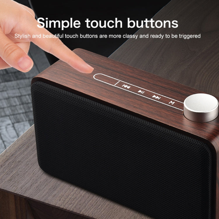 W5A Subwoofer Fabric Wooden Touch Bluetooth Speaker, Support TF Card & U Disk & 3.5mm AUX, Walnut, Yellow Wood – Bluetooth