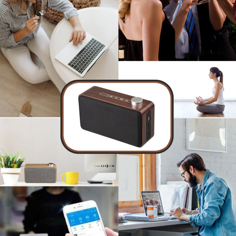W5A Subwoofer Fabric Wooden Touch Bluetooth Speaker, Support TF Card & U Disk & 3.5mm AUX, Walnut, Yellow Wood – Bluetooth