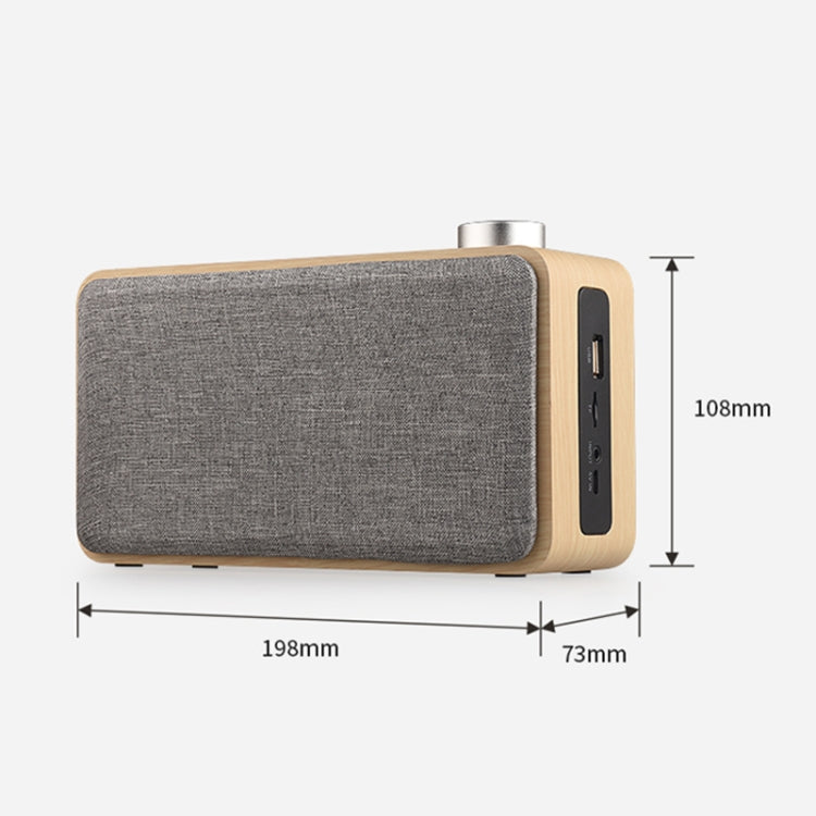 W5A Subwoofer Fabric Wooden Touch Bluetooth Speaker, Support TF Card & U Disk & 3.5mm AUX, Walnut, Yellow Wood – Bluetooth