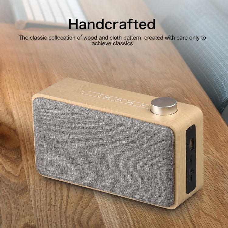 W5A Subwoofer Fabric Wooden Touch Bluetooth Speaker, Support TF Card & U Disk & 3.5mm AUX, Walnut, Yellow Wood – Bluetooth