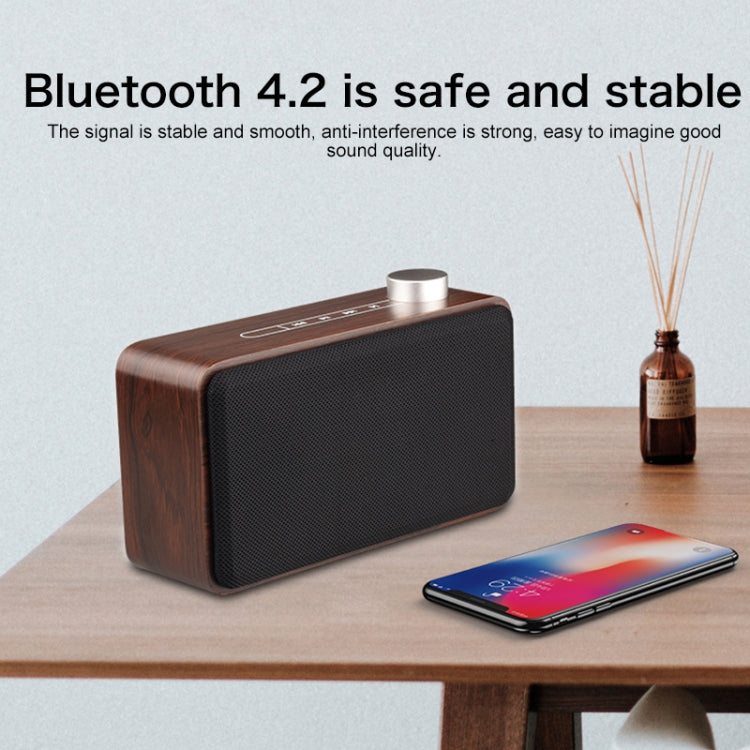 W5A Subwoofer Fabric Wooden Touch Bluetooth Speaker, Support TF Card & U Disk & 3.5mm AUX, Walnut, Yellow Wood – Bluetooth