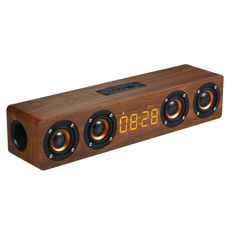 W8C Bluetooth Speaker – Wooden Clock Subwoofer Bluetooth Speaker, Support TF Card & U Disk &... Brown Wood