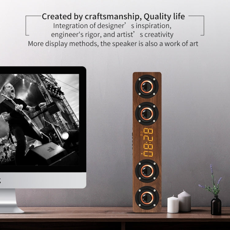W8C Bluetooth Speaker – Wooden Clock Subwoofer Bluetooth Speaker, Support TF Card & U Disk &...