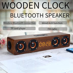 W8C Bluetooth Speaker – Wooden Clock Subwoofer Bluetooth Speaker, Support TF Card & U Disk &...
