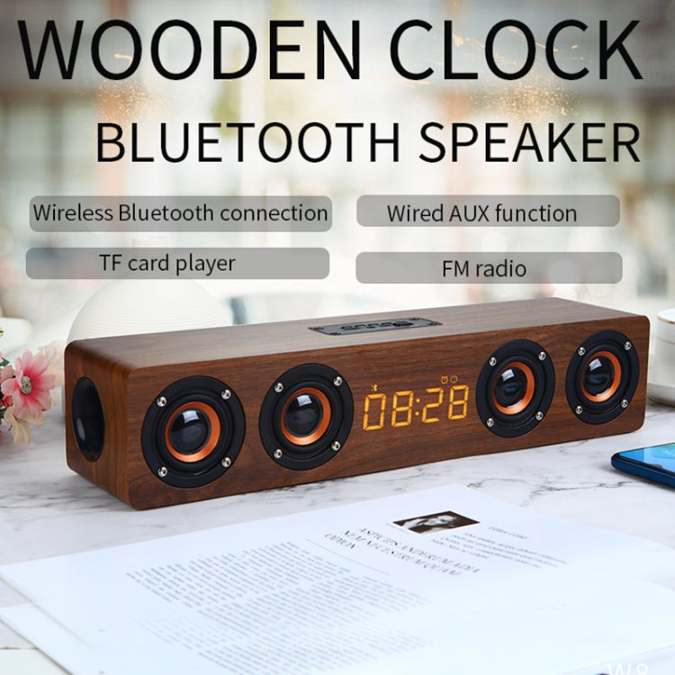 W8C Bluetooth Speaker – Wooden Clock Subwoofer Bluetooth Speaker, Support TF Card & U Disk &...
