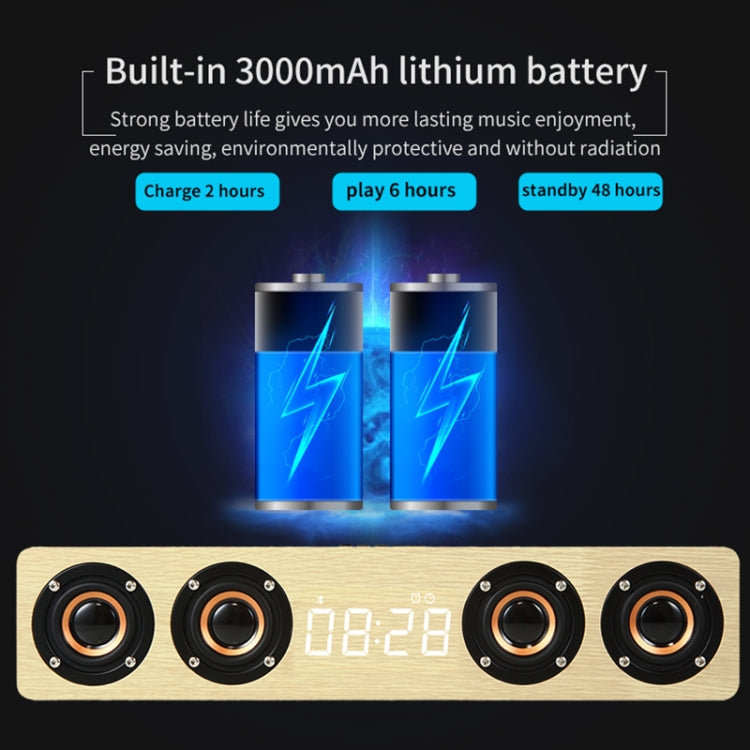 W8C Bluetooth Speaker – Wooden Clock Subwoofer Bluetooth Speaker, Support TF Card & U Disk &...