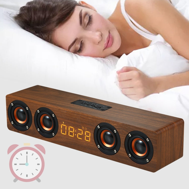 W8C Bluetooth Speaker – Wooden Clock Subwoofer Bluetooth Speaker, Support TF Card & U Disk &...