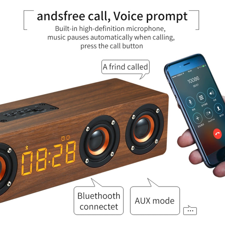 W8C Bluetooth Speaker – Wooden Clock Subwoofer Bluetooth Speaker, Support TF Card & U Disk &...