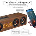 W8C Bluetooth Speaker – Wooden Clock Subwoofer Bluetooth Speaker, Support TF Card & U Disk &...