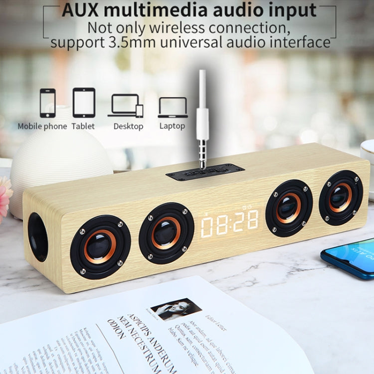 W8C Bluetooth Speaker – Wooden Clock Subwoofer Bluetooth Speaker, Support TF Card & U Disk &...