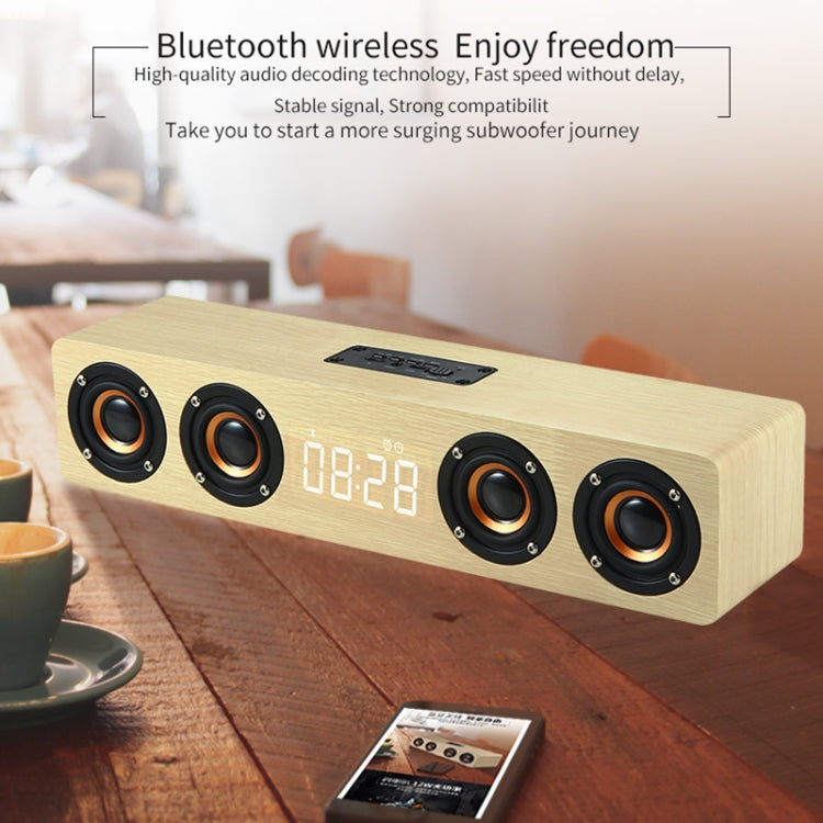W8C Bluetooth Speaker – Wooden Clock Subwoofer Bluetooth Speaker, Support TF Card & U Disk &...