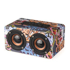M5 Subwoofer Wooden Bluetooth 4.2 Speaker, Support TF Card & 3.5mm AUX & FM – Bluetooth Graffiti Color