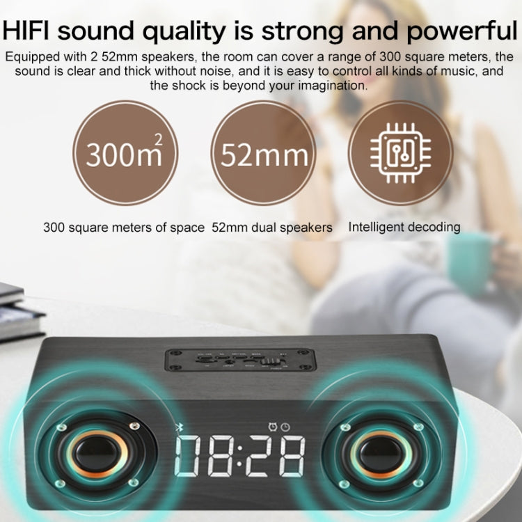 M5 Subwoofer Wooden Bluetooth 4.2 Speaker, Support TF Card & 3.5mm AUX & FM – Bluetooth