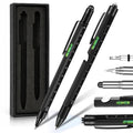 Multifunctional Metal Ballpoint Tool Pen Gift Set with Light, Bottle Opener, Stylus, and Ruler, Lid and Base Box, Color Box – Non-slip