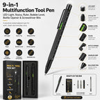 Multifunctional Metal Ballpoint Tool Pen Gift Set with Light, Bottle Opener, Stylus, and Ruler, Lid and Base Box, Color Box – Non-slip