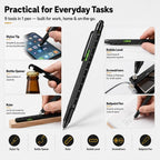 Multifunctional Metal Ballpoint Tool Pen Gift Set with Light, Bottle Opener, Stylus, and Ruler, Lid and Base Box, Color Box – Non-slip