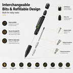 Multifunctional Metal Ballpoint Tool Pen Gift Set with Light, Bottle Opener, Stylus, and Ruler, Lid and Base Box, Color Box – Non-slip