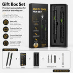 Multifunctional Metal Ballpoint Tool Pen Gift Set with Light, Bottle Opener, Stylus, and Ruler, Lid and Base Box, Color Box – Non-slip