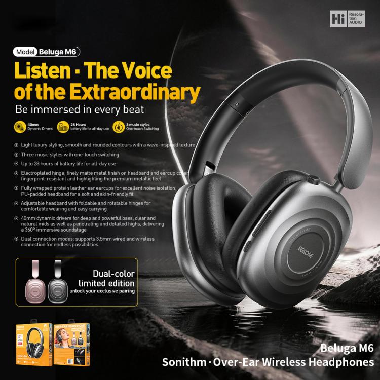 WK Beluga M6 Sonithm Over-Ear Wireless Headphones – Magnetic