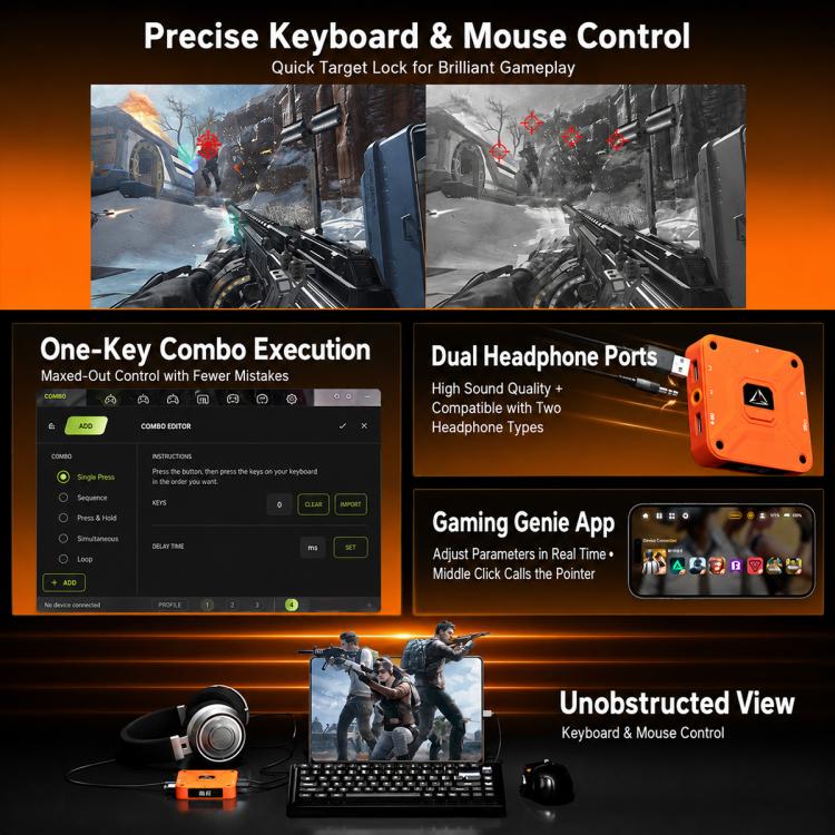 Aimzenix AX360M Console Mobile Game Keyboard and Mouse Converter – Fast Charging, TPU
