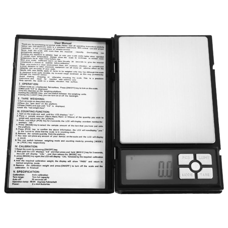 MH-1108 Notebook Shape High Precision Electronic Diamond Gold Jewelry Scale (0.1g~2000g), Excluding Batteries, MH-1108 2000g