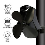 YL-105 4-Blade Aluminum Heat Powered Fireplace Stove Fan, YL-105 (Rose Red), YL-105 (Silver), YL-105(White), YL-105 (Black), YL-105 (Bronze), YL-105 (Grey), YL-105 (Gold)