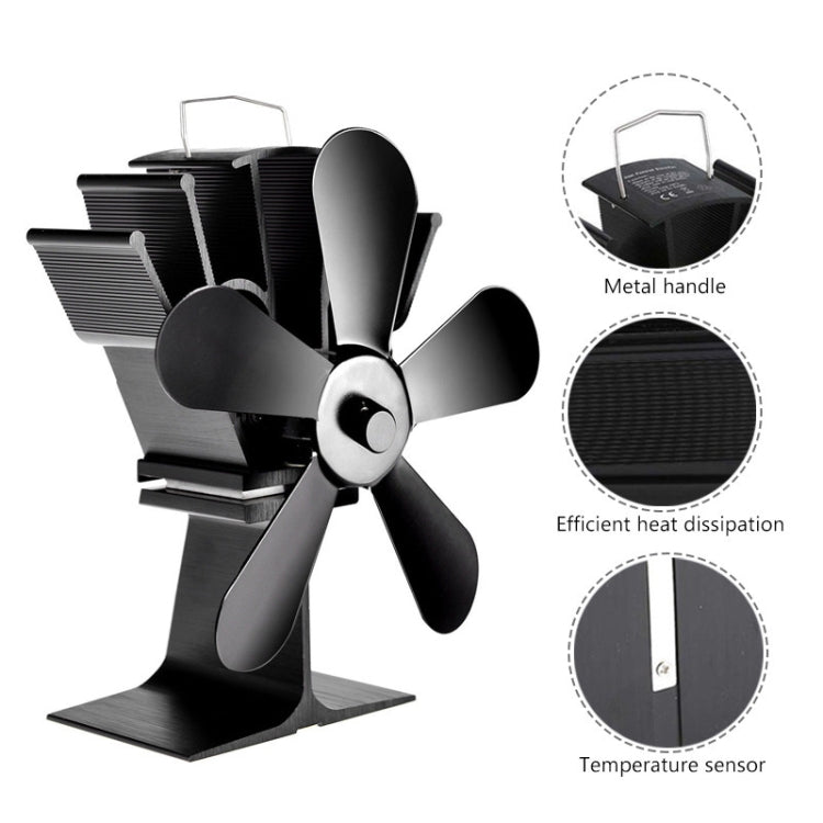 YL602 5-Blade High Temperature Metal Heat Powered Fireplace Stove Fan, YL602 (Rose Red), YL602 (Silver), YL602 (Black), YL602 (Bronze), YL602 (Grey), YL602 (Gold)