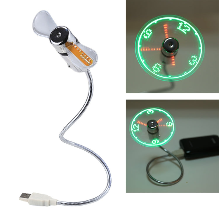 Mini Durable USB Clock Time Display Flexible LED Light Fan, DC 5V Default Title