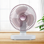 D77 4W Micro USB & USB-C / Type-C Rechargeable Portable Four-speed Adjustable Automatic Head Shaking Desktop Fan, Micro USB & USB-C / Type-C Micro USB & USB-C Type-C Pink