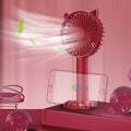 N10 Multi-function Handheld Desktop Holder Electric Fan, with 3 Speed Control Red