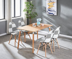 Black/White Patchwork Modern Dining Chair with Wooden Legs & Black Metal Wire Frame
