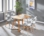 Black/White Patchwork Modern Dining Chair with Wooden Legs & Black Metal Wire Frame