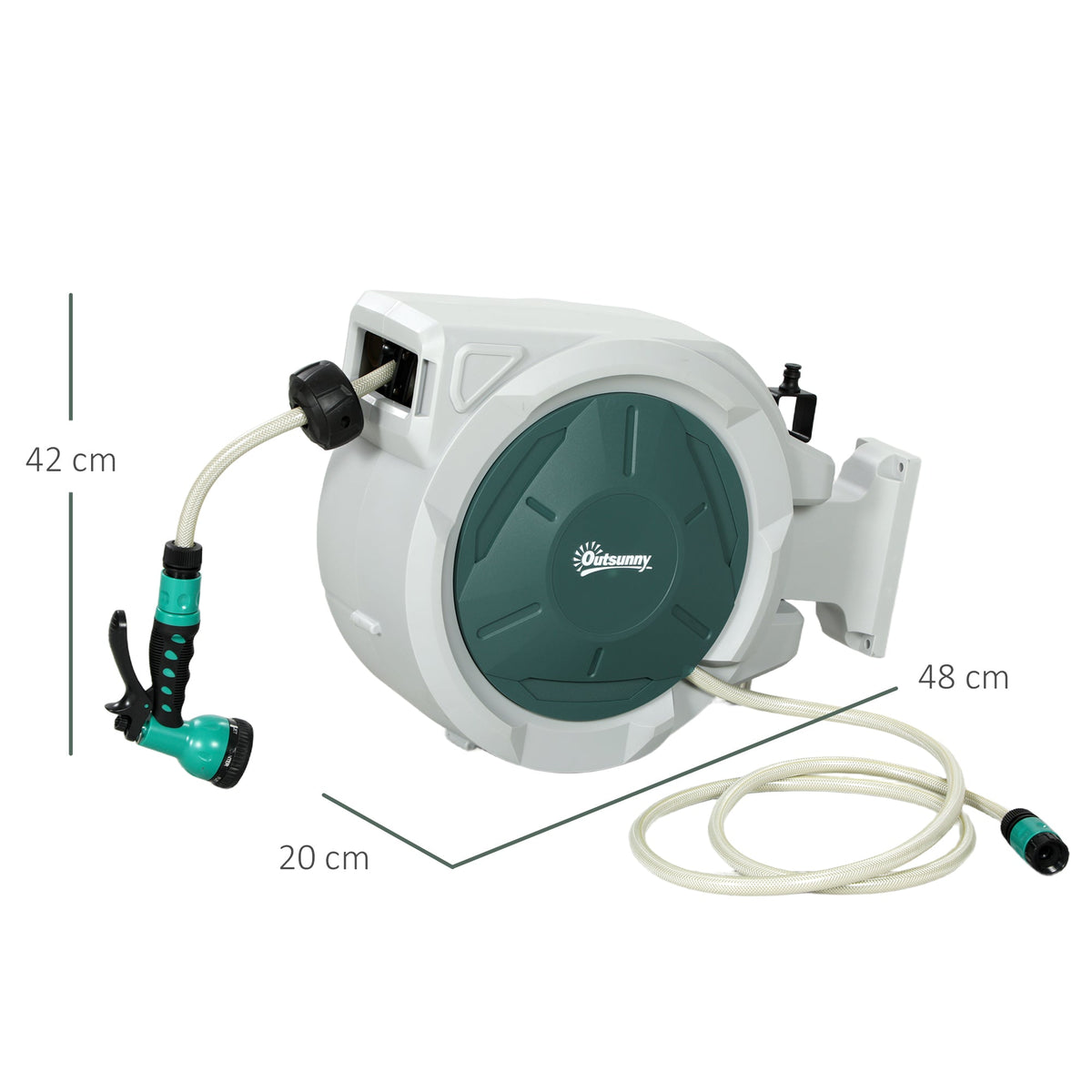 Retractable Hose Reel Wall Mounted with Lock, Light Grey